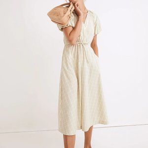 Plaid Tie-Waist Midi Dress